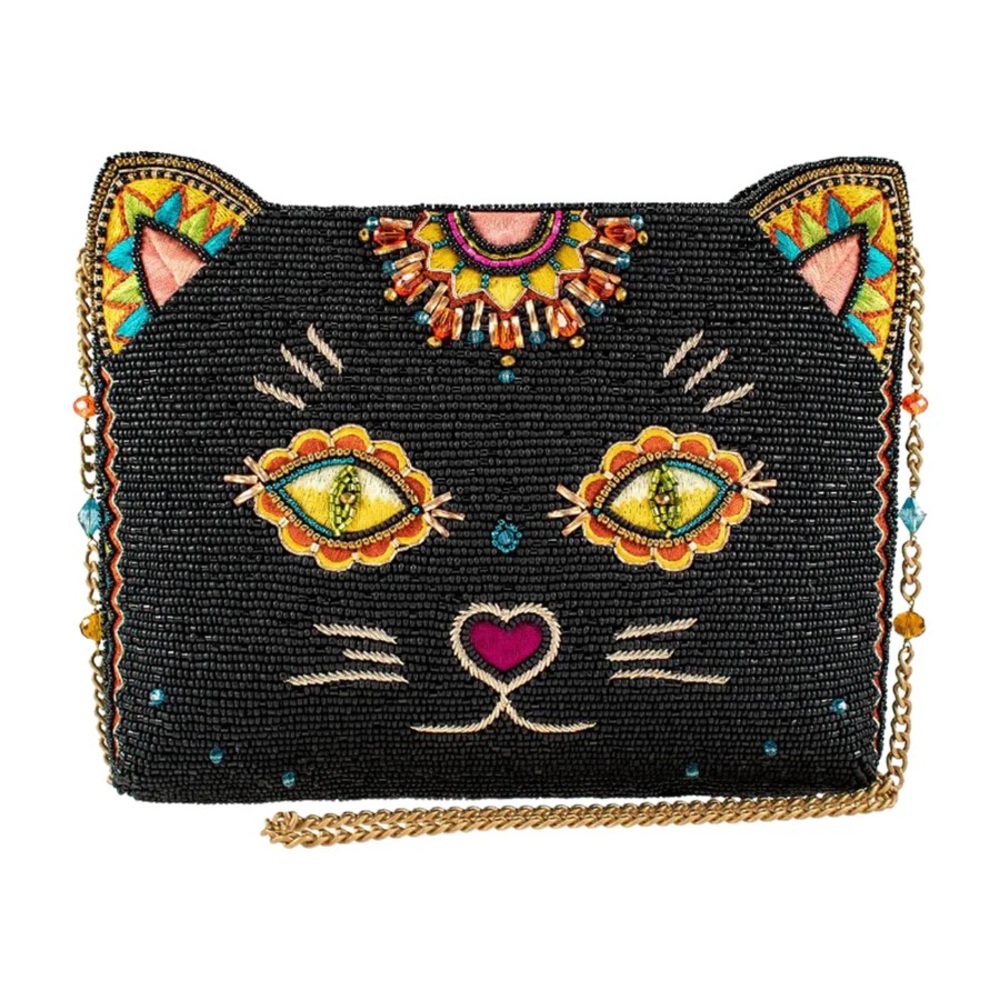 🐈‍⬛ NWT Mary Frances "Purrsuasian" Small Hand-Beaded Crossbody Handbag 🐈‍⬛